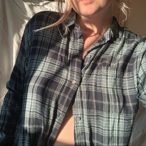 green and blue plaid top
